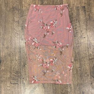 Lux Pink Floral Midi Skirt. Size 4-6.